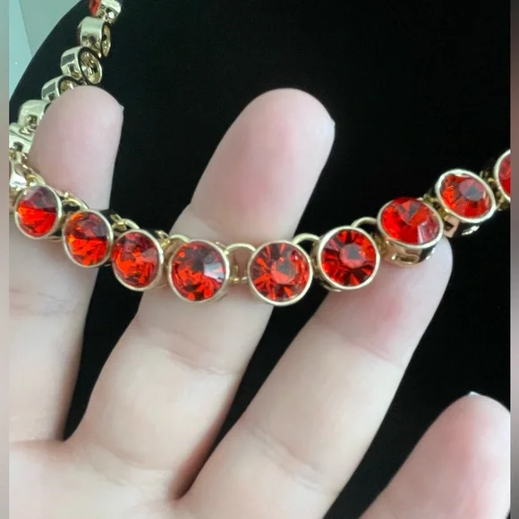 NWOT Red Austrian Crystal Tennis Necklace - Picture 2 of 3